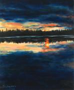 Titel: Coucher de soleil en Laponie finlandaise, Kunstenaar: Hervier-Deckers, Yveline