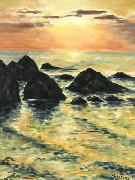 Titel: Coucher de soleil � Donant-Belle Ile en Mer, Kunstenaar: Hervier-Deckers, Yveline