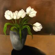 Titel: Tulipes blanches, Kunstenaar: Ngalula, Th�r�se