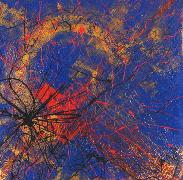 Titel: Composition sur fond bleu, Kunstenaar: Celestri, Monique 