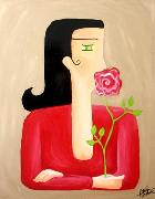 Titel: Femme � la rose, Kunstenaar: de Lastic-Brucker, Astrid