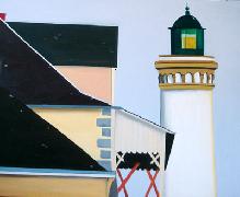 Titel: Phare et toits, Kunstenaar: De Crayencour , Anne-Marie