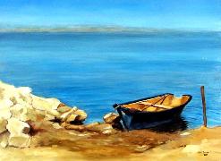 Titel: La barque bleue, Kunstenaar: Moulin, H�l�ne