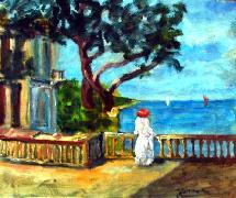 Titel: Femme au balcon, Kunstenaar: FARAONI, Gaston-Luciano