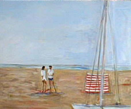 Titel: Avond op het strand, Kunstenaar: de Septembre, Michel