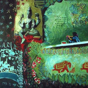 Titel: Dans l' ombre verte d' un temple hindou, Kunstenaar: DELHORBE, Marion