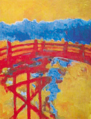 Titre: Le pont rouge, Artiste: Huy, Margit