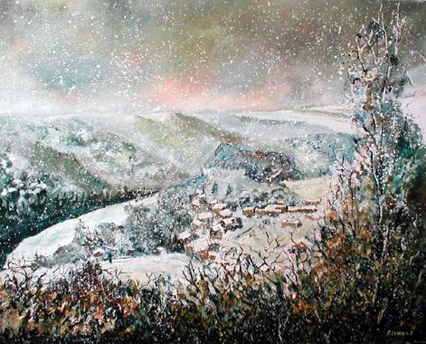 Titel: Neige sur Frahan, Kunstenaar: Ledent, Pol