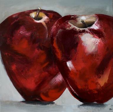 Titre: Duo de pommes rouges, Artiste: Clment, Nathalie