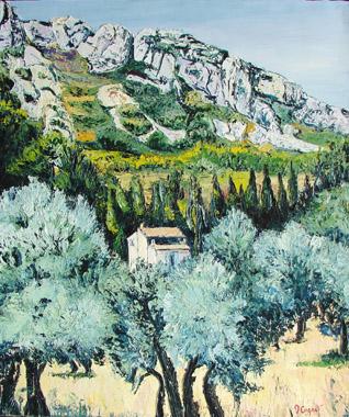 Titel: En contre-bas des Alpilles, Kunstenaar: COGNET, Monique