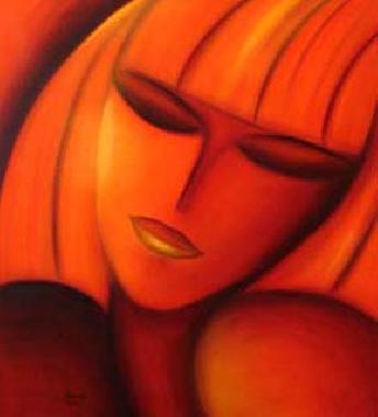 Titel: Orange sleeping beauty, Kunstenaar: Morcillo, Dolores