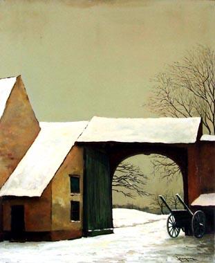 Titel: Porte de ferme en hiver, Kunstenaar: Jacques, Julien
